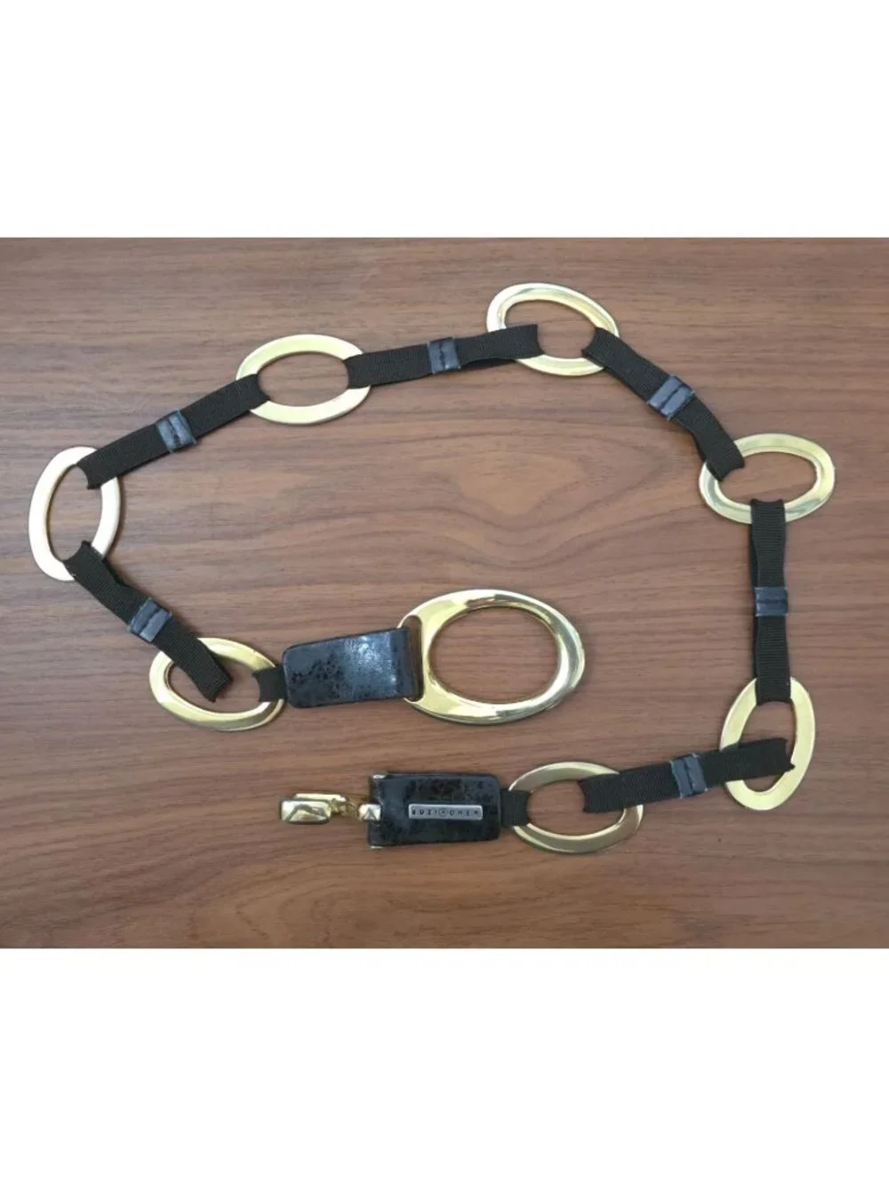 Vintage Suzi Roher Gold-Tone Oval Link & Brown Leather Fashion Belt 41" - Picture 1 of 6